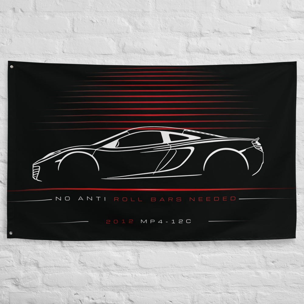 McLaren MP4-12C 2012 car silhouette flag - White Brick Wall