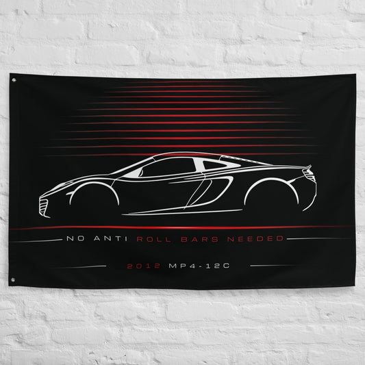 McLaren MP4-12C 2012 car silhouette flag - White Brick Wall