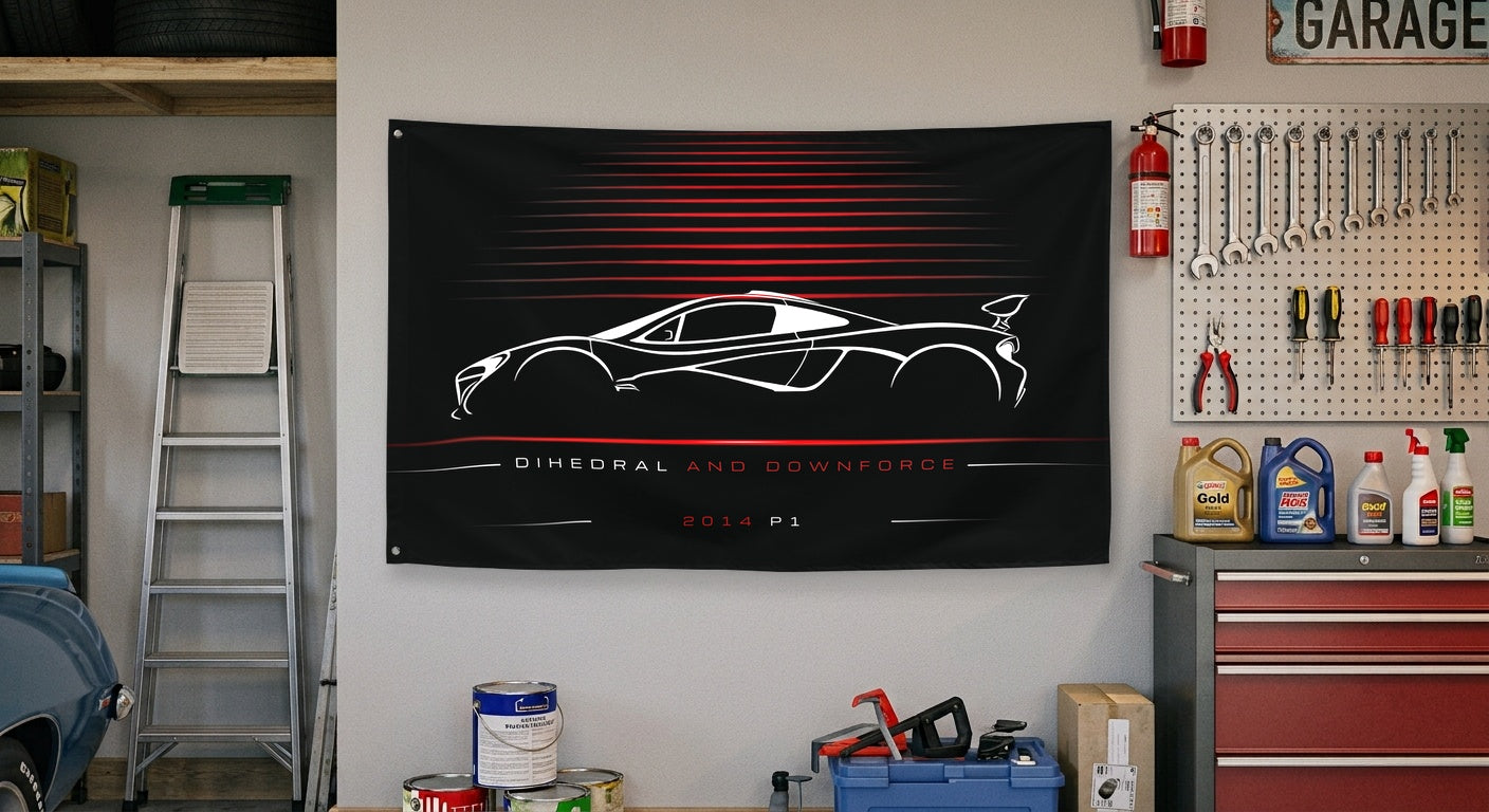 McLaren P1 2014 car silhouette flag - Garage Wall