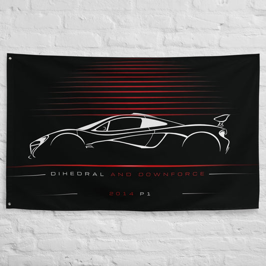 McLaren P1 2014 car silhouette flag - White Brick Wall