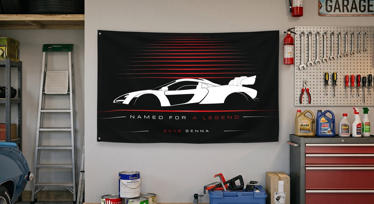 McLaren Senna 2018 car silhouette flag - Garage Wall