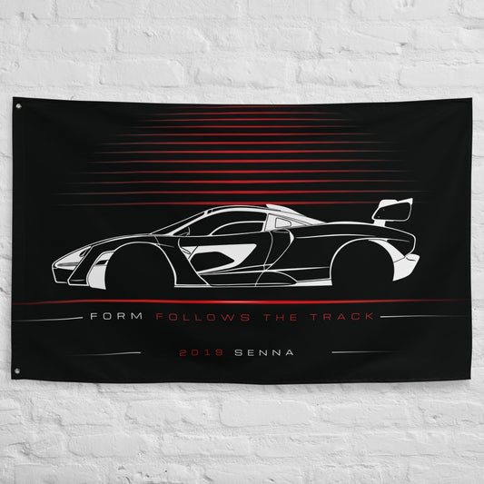 McLaren Senna 2019 car silhouette flag - White Brick Wall