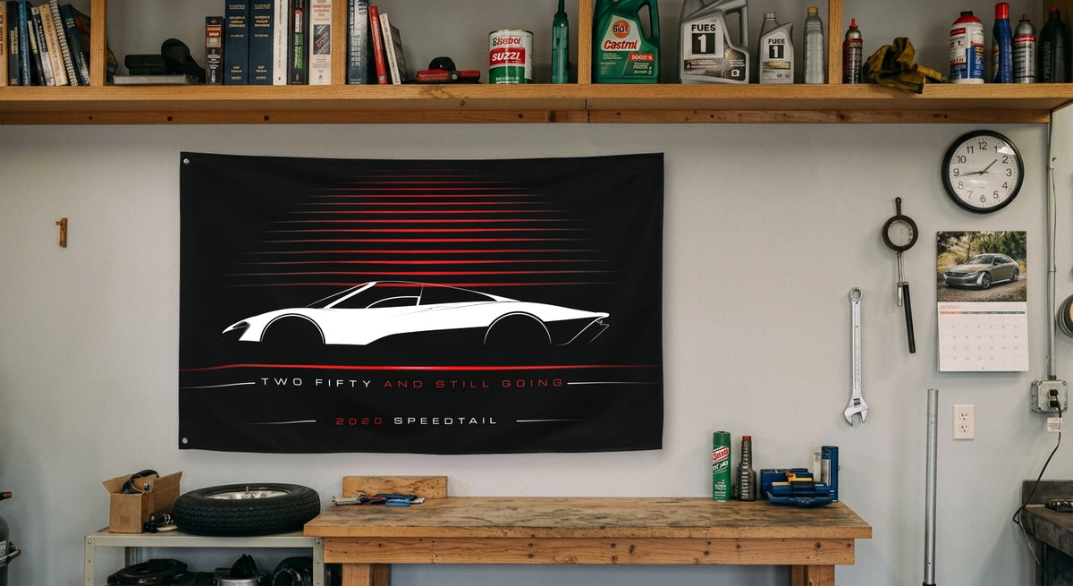 McLaren Speedtail 2020 car silhouette flag - Garage Workbench