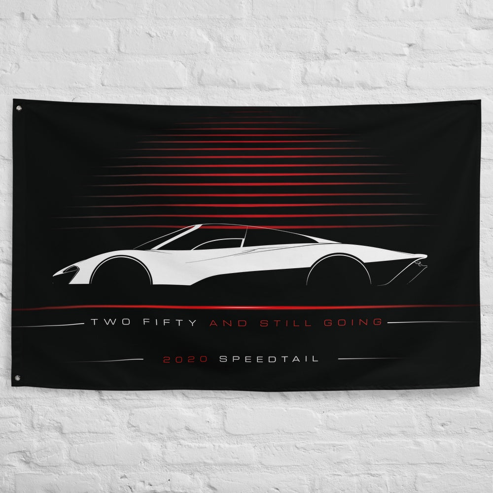 McLaren Speedtail 2020 car silhouette flag - White Brick Wall