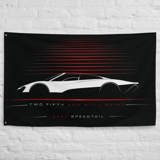 McLaren Speedtail 2020 car silhouette flag - White Brick Wall