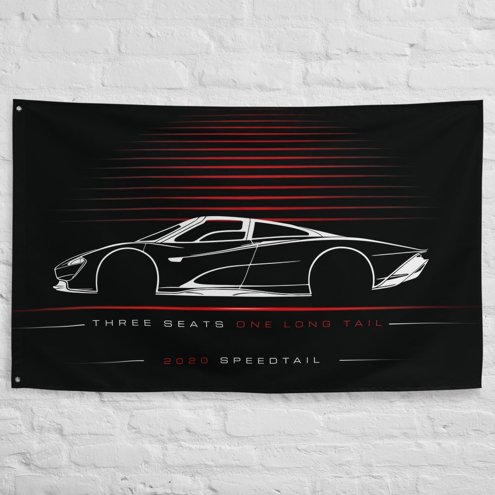 McLaren Speedtail II 2020 car silhouette flag - White Brick Wall