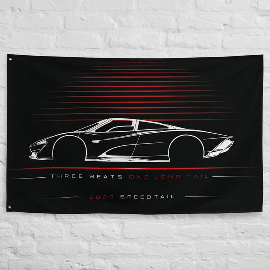McLaren Speedtail II 2020 car silhouette flag - White Brick Wall