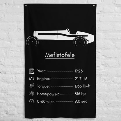 Fiat Mefistofele 1923 car silhouette spec flag - White Brick Wall