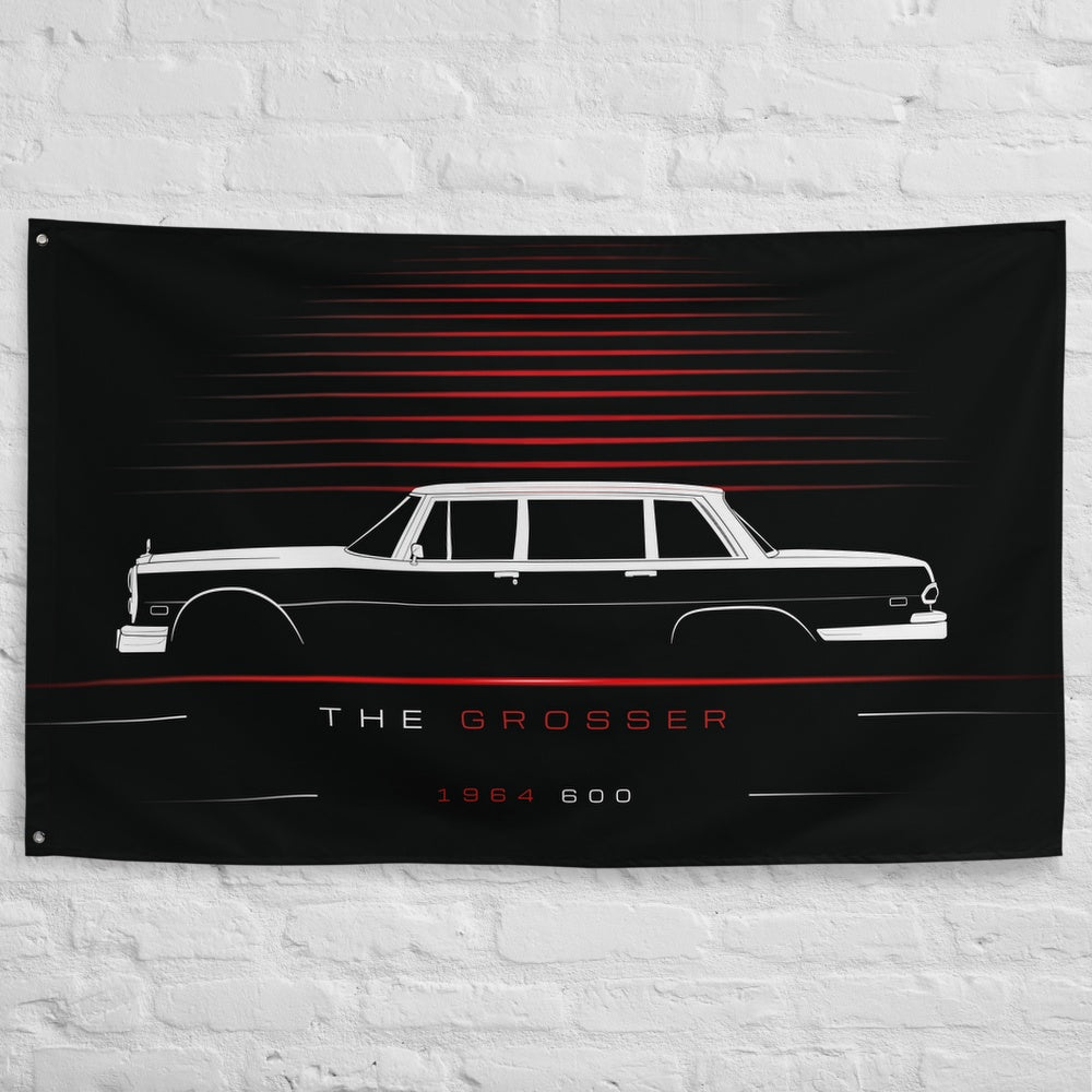 Mercedes 600 1964 car silhouette flag - White Brick Wall