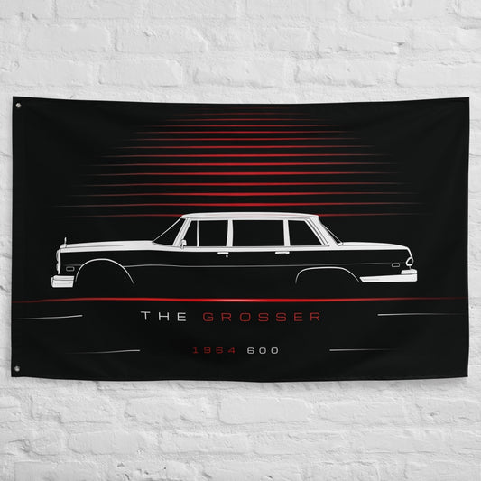 Mercedes 600 1964 car silhouette flag - White Brick Wall