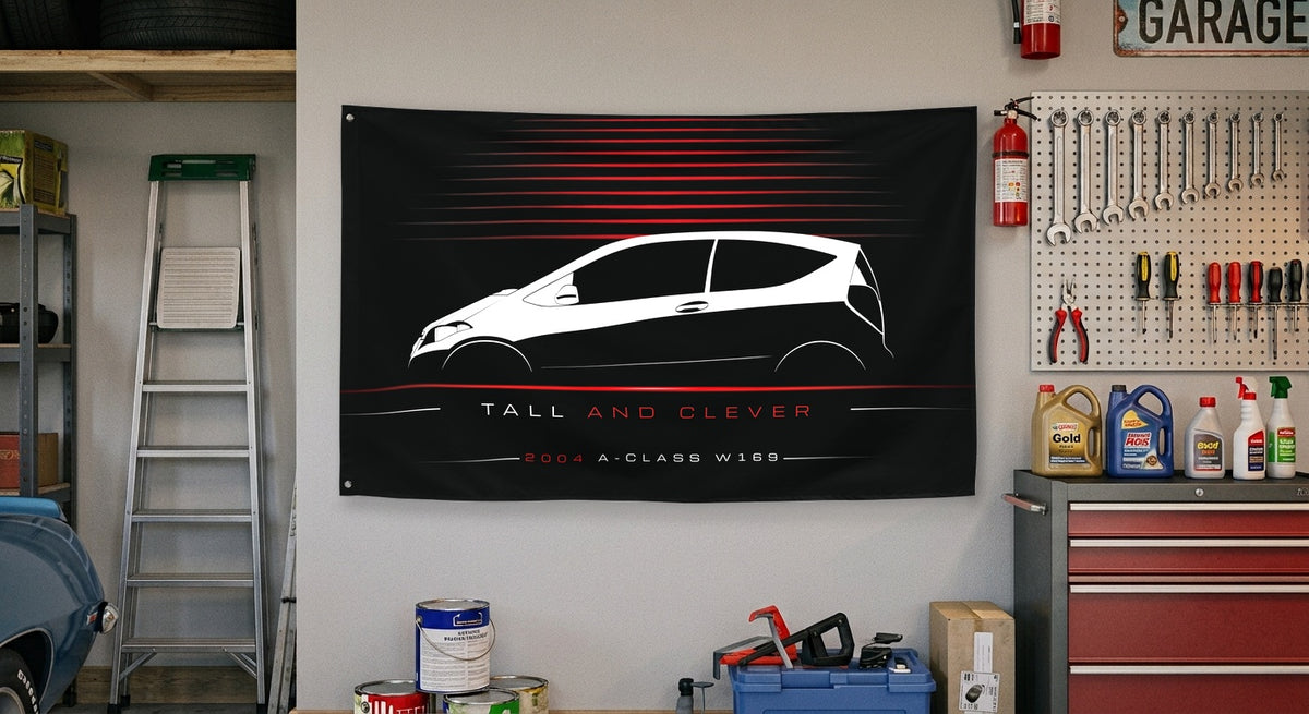 Mercedes A-Class W169 2004 car silhouette flag - Garage Wall