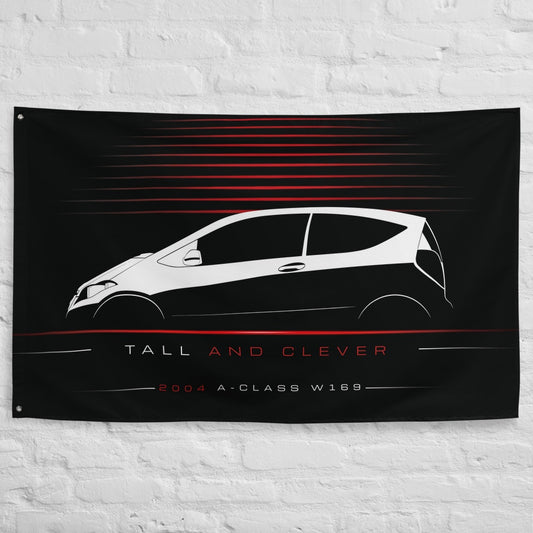 Mercedes A-Class W169 2004 car silhouette flag - White Brick Wall