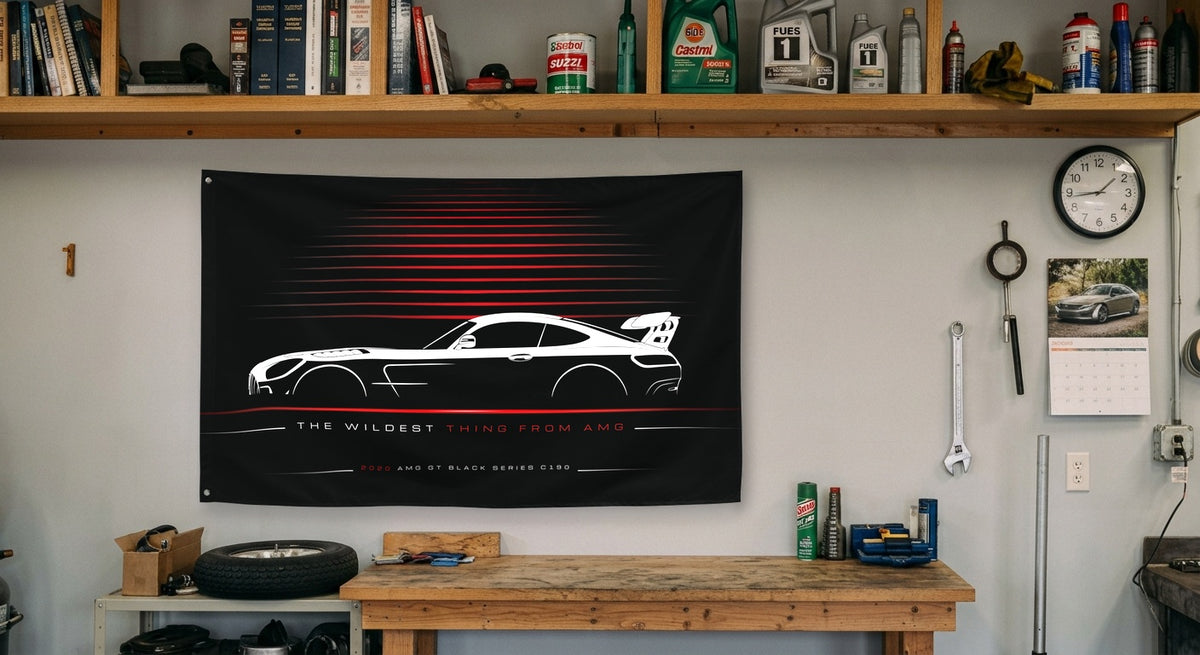 Mercedes AMG GT Black Series C190 2020 car silhouette flag - Garage Workbench