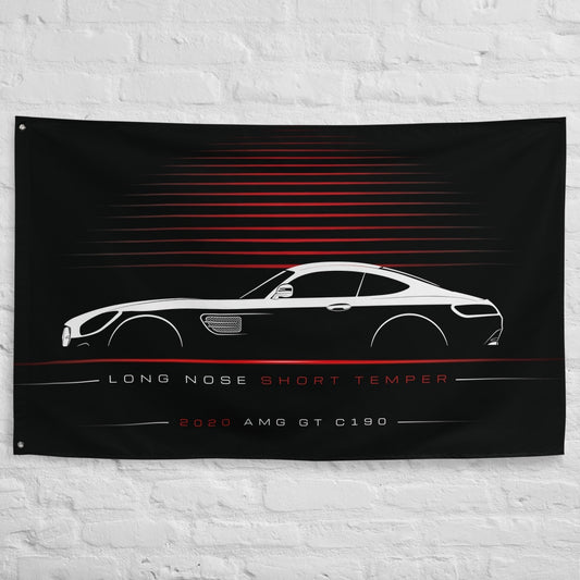 Mercedes AMG GT C190 2020 car silhouette flag - White Brick Wall