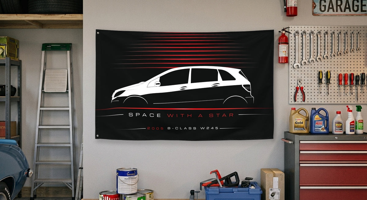 Mercedes B-Class W245 2005 car silhouette flag - Garage Wall