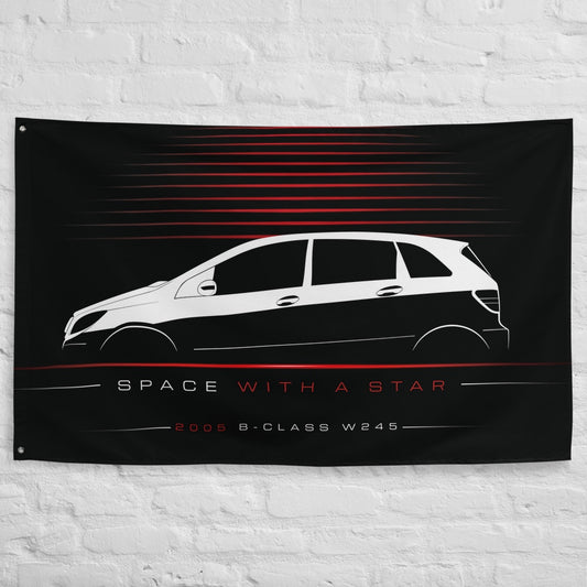 Mercedes B-Class W245 2005 car silhouette flag - White Brick Wall