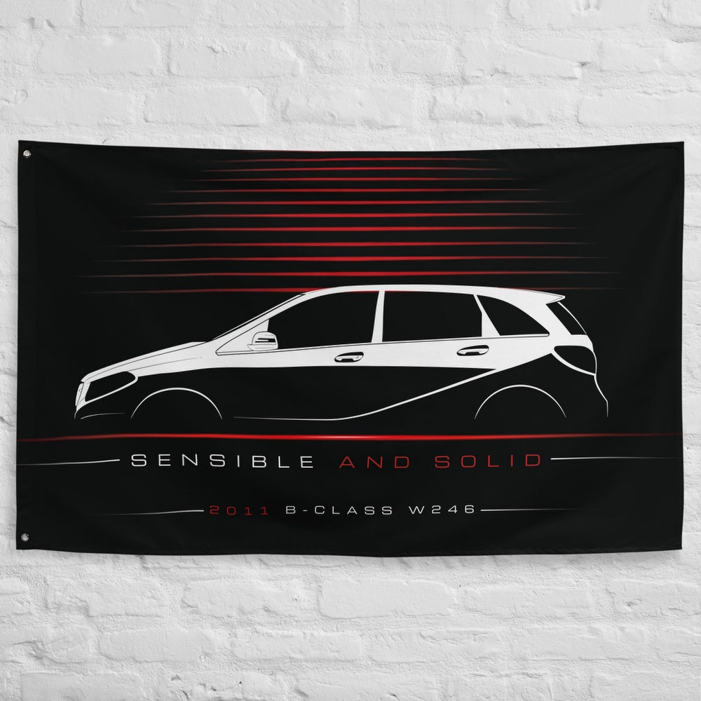 Mercedes B-Class W246 2011 car silhouette flag - White Brick Wall