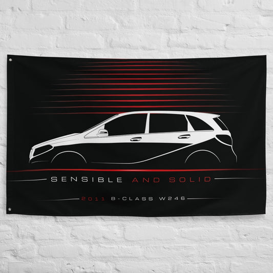 Mercedes B-Class W246 2011 car silhouette flag - White Brick Wall
