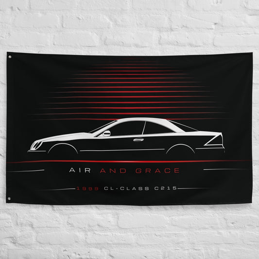 Mercedes CL-Class C215 1999 car silhouette flag - White Brick Wall