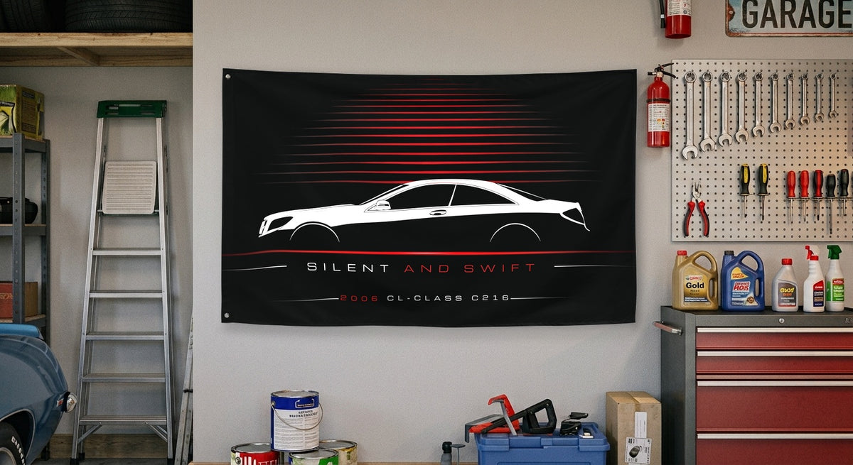 Mercedes CL-Class C216 2006 car silhouette flag - Garage Wall
