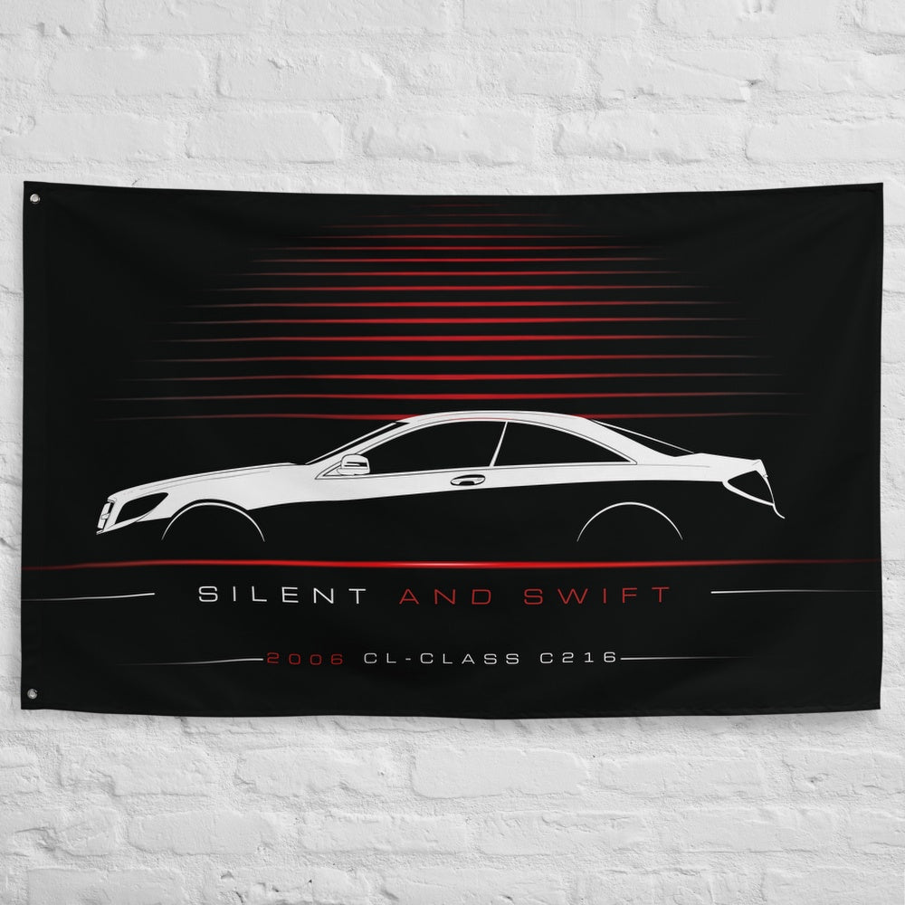 Mercedes CL-Class C216 2006 car silhouette flag - White Brick Wall
