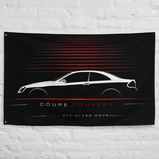 Mercedes CLK-Class W209 2002 car silhouette flag - White Brick Wall