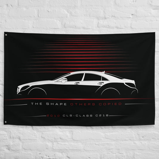 Mercedes CLS-Class C218 2010 car silhouette flag - White Brick Wall