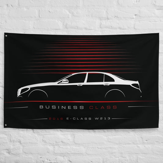 Mercedes E-Class W213 2016 car silhouette flag - White Brick Wall