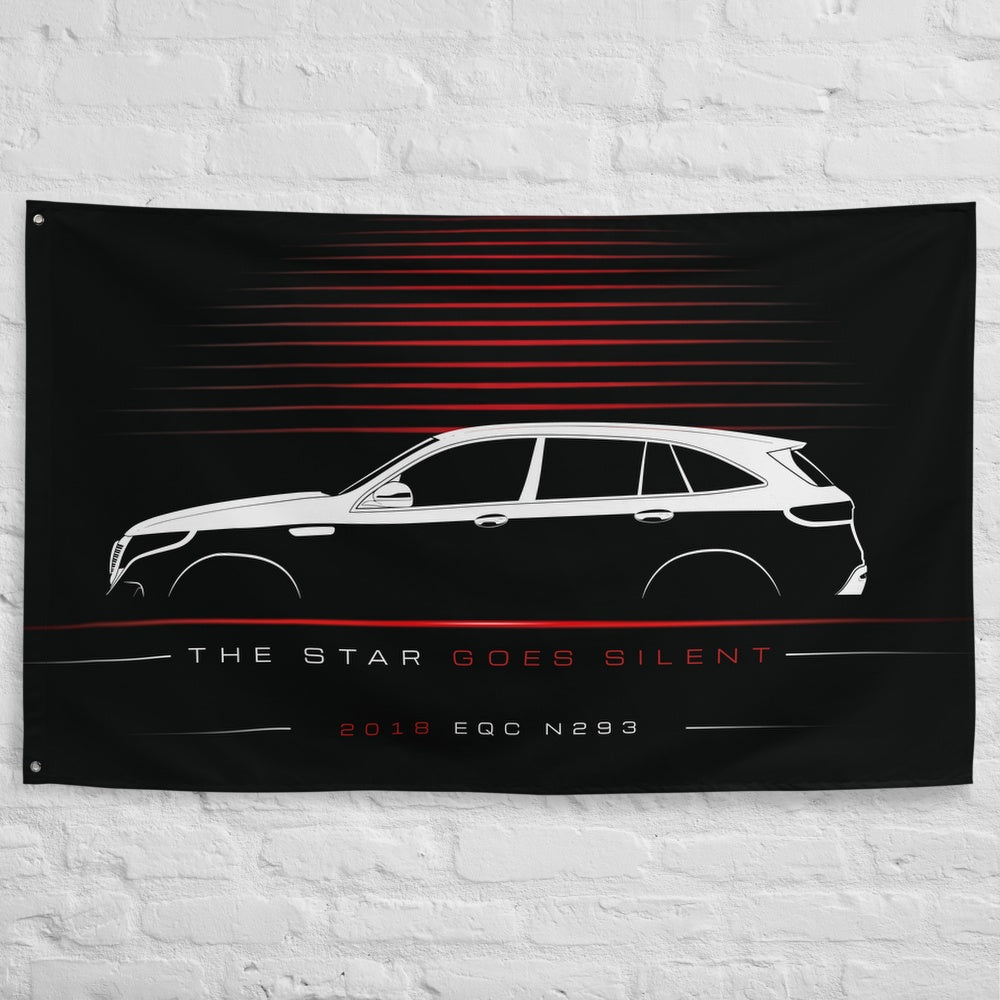 Mercedes EQC N293 2018 car silhouette flag - White Brick Wall