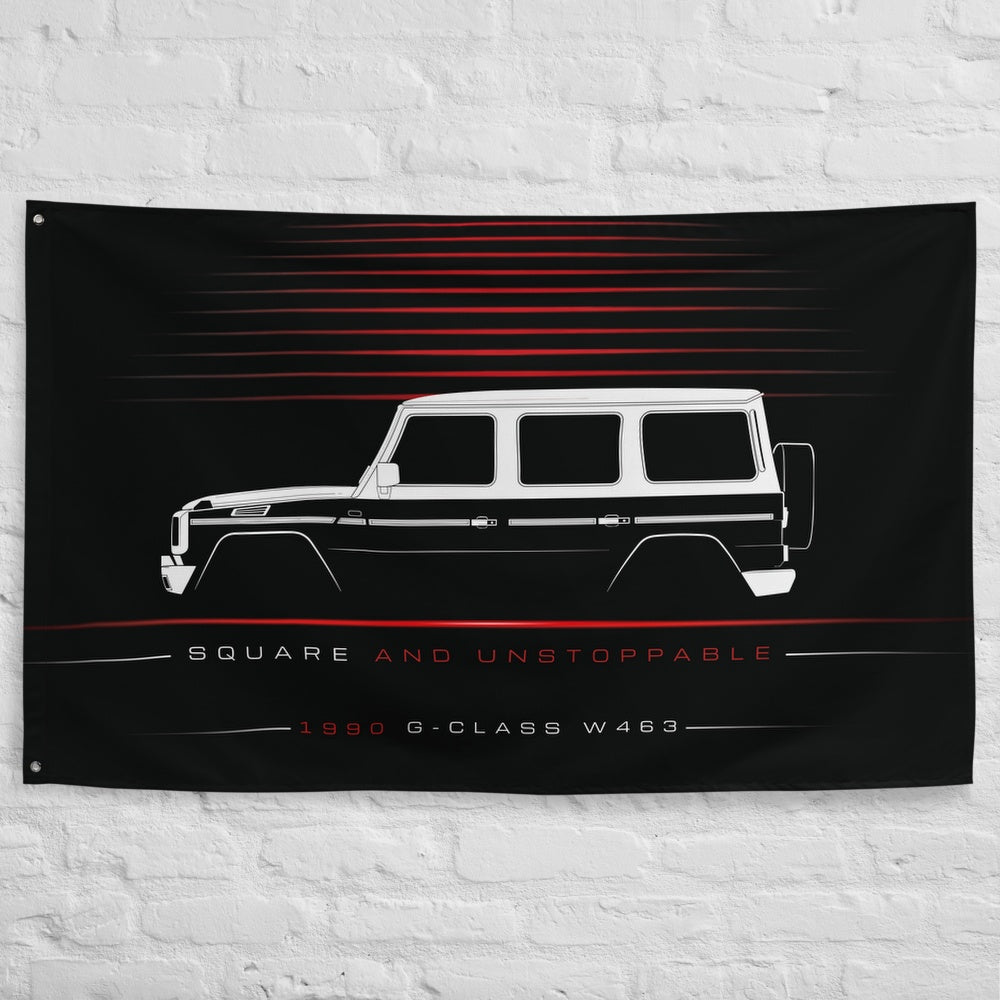 Mercedes G-Class W463 1990 car silhouette flag - White Brick Wall