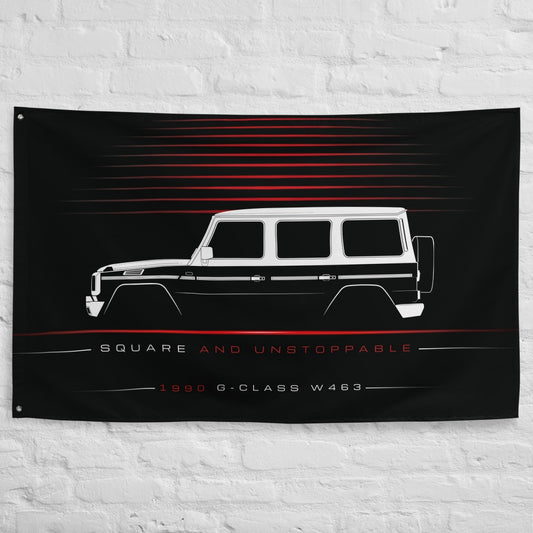 Mercedes G-Class W463 1990 car silhouette flag - White Brick Wall