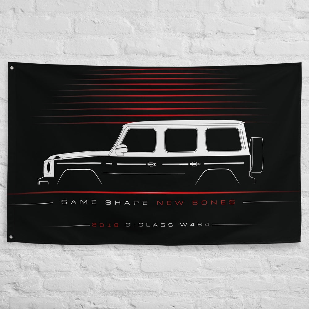 Mercedes G-Class W464 2018 car silhouette flag - White Brick Wall