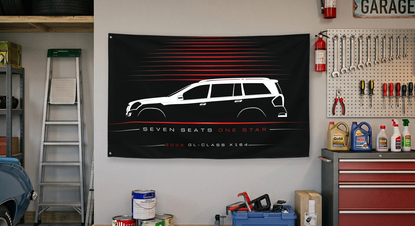 Mercedes GL-Class X164 2006 car silhouette flag - Garage Wall