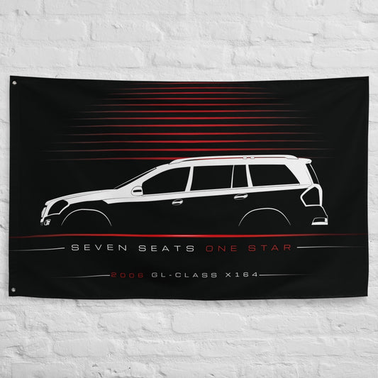 Mercedes GL-Class X164 2006 car silhouette flag - White Brick Wall