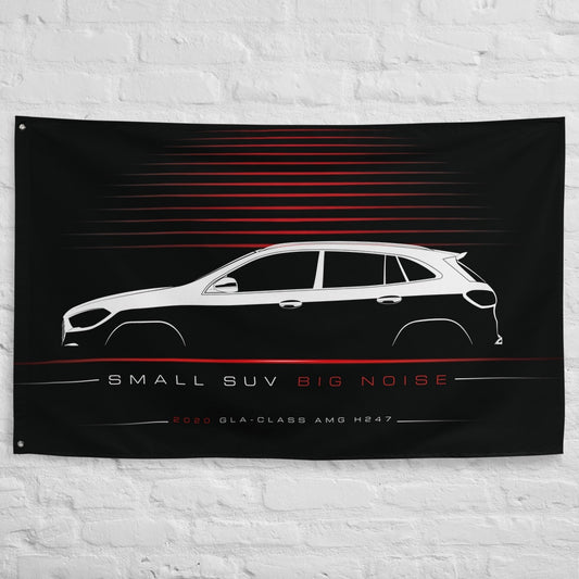 Mercedes GLA-Class AMG H247 2020 car silhouette flag - White Brick Wall