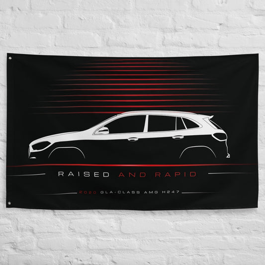 Mercedes GLA-Class AMG H247 2020 car silhouette flag - White Brick Wall