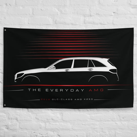 Mercedes GLC-Class AMG X253 2015 car silhouette flag - White Brick Wall