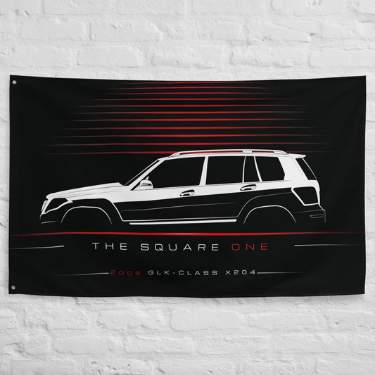 Mercedes GLK-Class X204 2008 car silhouette flag - White Brick Wall