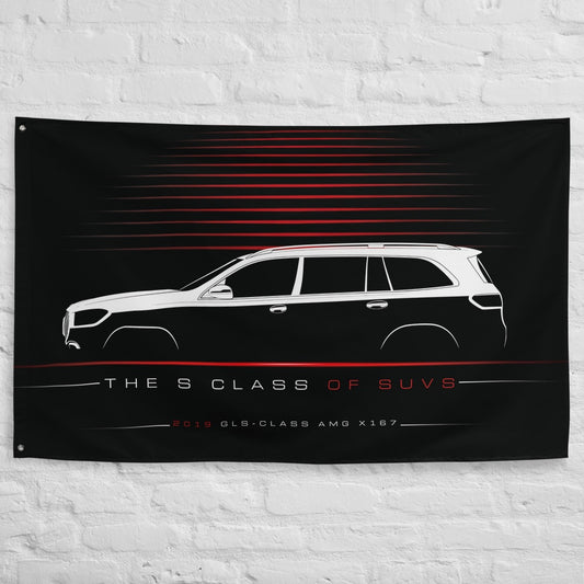 Mercedes GLS-Class AMG X167 2019 car silhouette flag - White Brick Wall