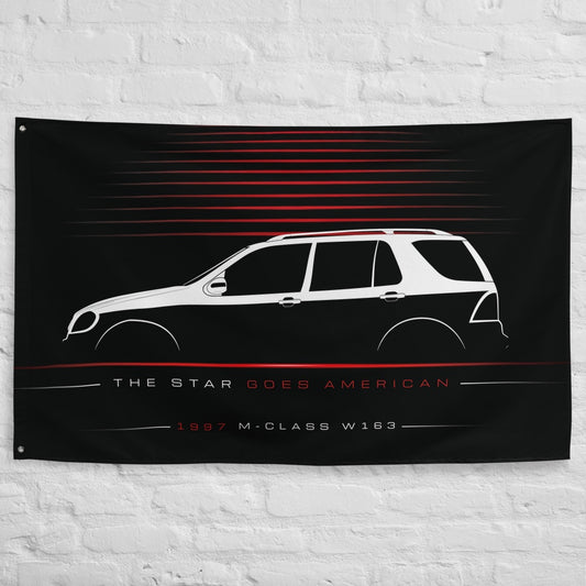 Mercedes M-Class W163 1997 car silhouette flag - White Brick Wall