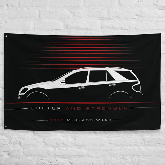Mercedes M-Class W164 2005 car silhouette flag - White Brick Wall