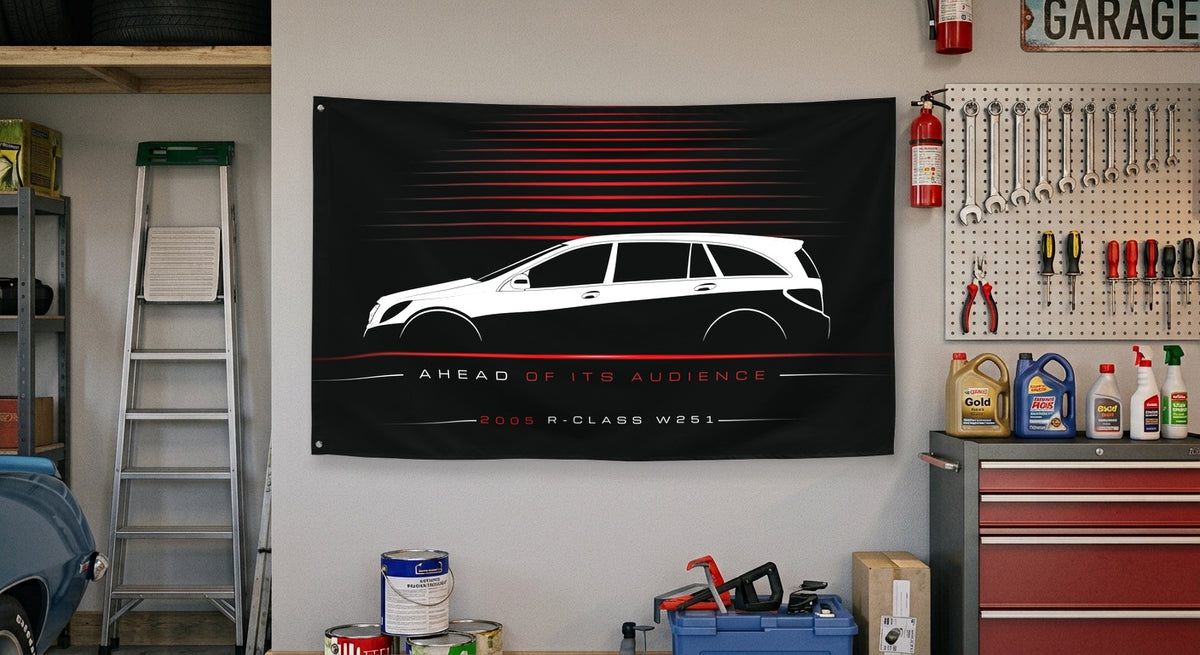Mercedes R-Class W251 2005 car silhouette flag - Garage Wall