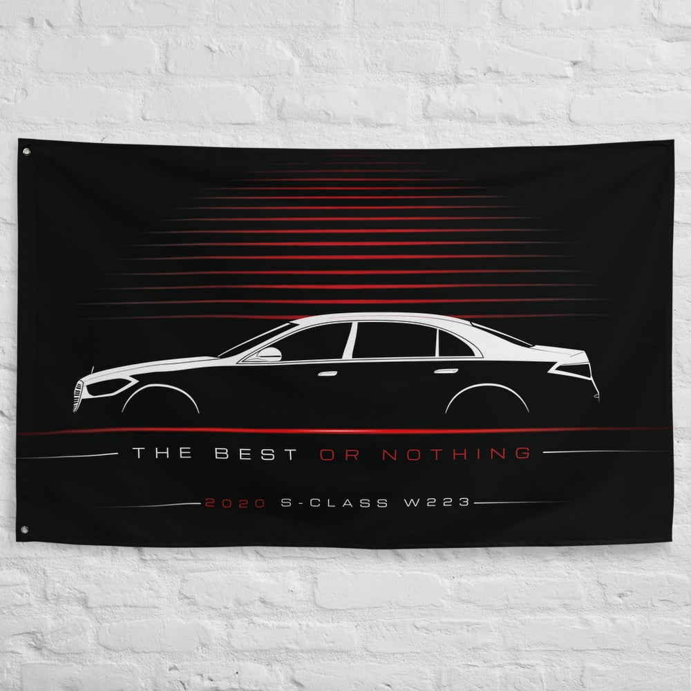 Mercedes S-Class W223 2020 car silhouette flag - White Brick Wall