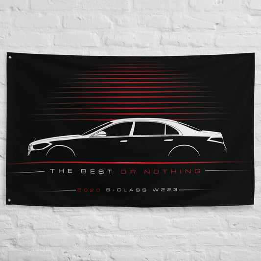 Mercedes S-Class W223 2020 car silhouette flag - White Brick Wall