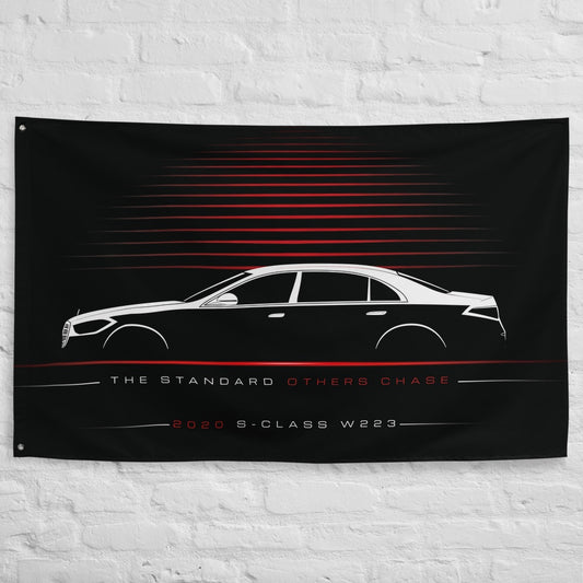 Mercedes S-Class W223 2020 car silhouette flag - White Brick Wall