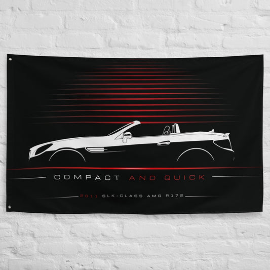 Mercedes SLK-Class AMG R172 2011 car silhouette flag - White Brick Wall