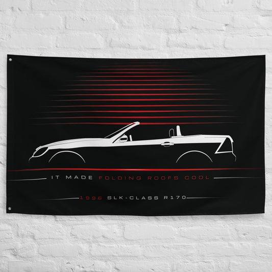 Mercedes SLK-Class R170 1996 car silhouette flag - White Brick Wall