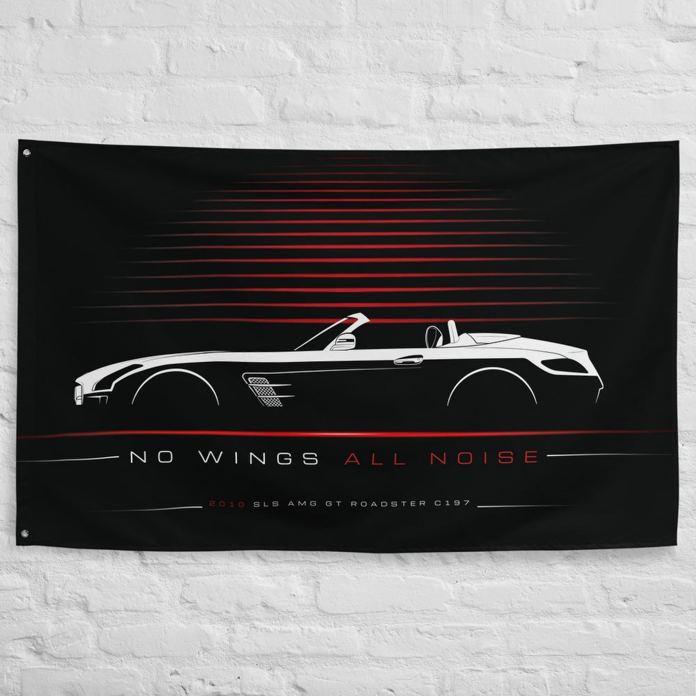 Mercedes SLS AMG GT Roadster C197 2010 car silhouette flag - White Brick Wall