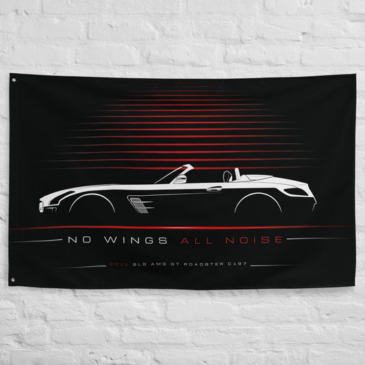 Mercedes SLS AMG GT Roadster C197 2010 car silhouette flag - White Brick Wall