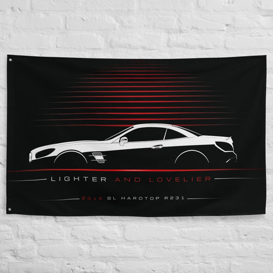Mercedes SL Hardtop R231 2015 car silhouette flag - White Brick Wall